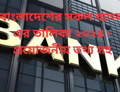 বাংলাদেশের সকল ব্যাংক এর তালিকা ২০২৪ - প্রয়োজনীয় তথ্য সহ
